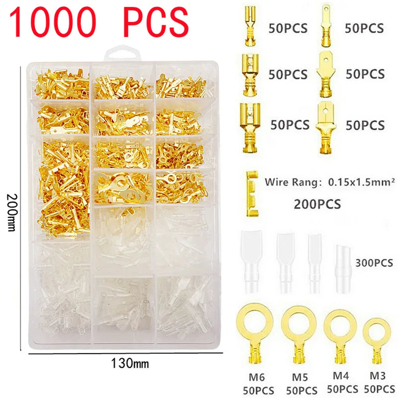 Male Female Wire Box Insulated Cable Macho Connector Electrical Crimp Terminals Termin Spade Connectors Assorted Kits