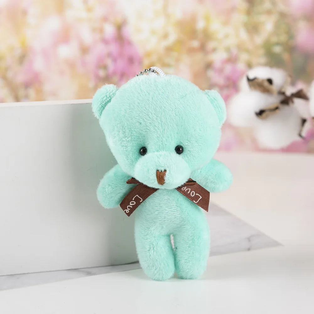 30pcs New 21Color Mini Bear Plush Doll Keychain 12cm Cute Colorful Bear Animal Stuffed Toys For Girl Bag Pendant Children Gifts