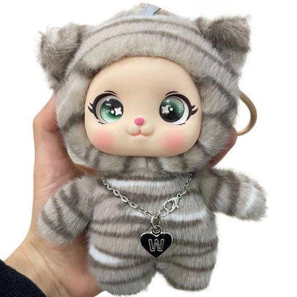 New Cute Kitty Vinyl Face Plush Pendant Kawaii Cat Plushie Keychain Backpack Charm Home Decor for Adults Stuffed Pendant