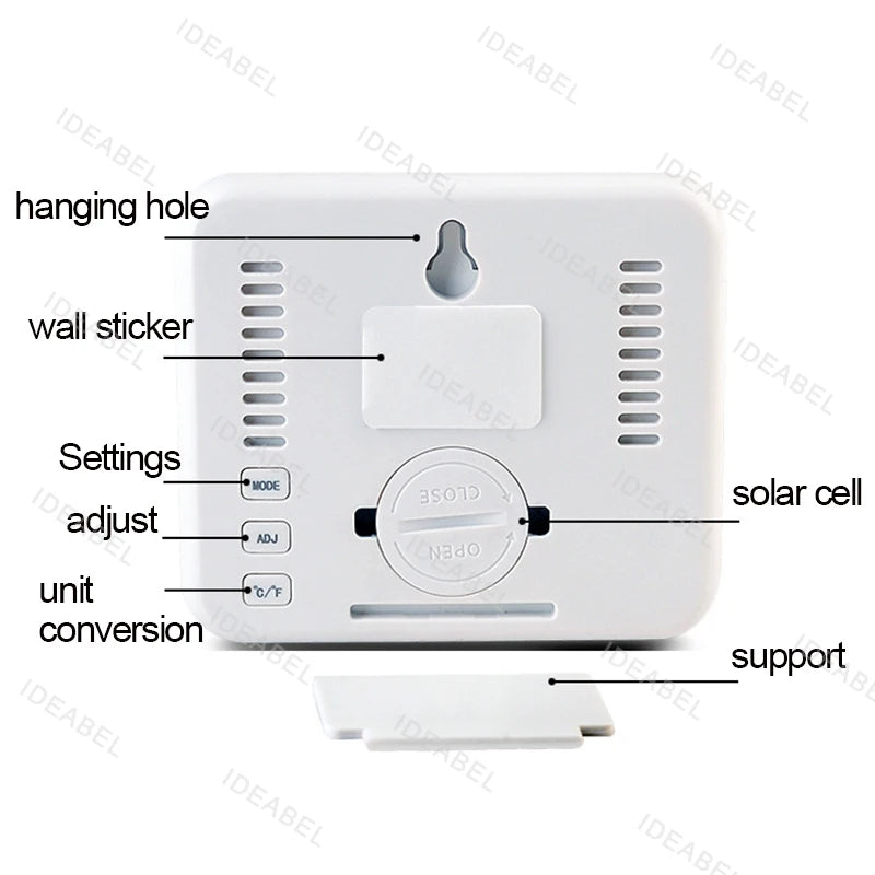 Multifunction Thermometer Hygrometer Automatic Electronic Temperature Humidity Monitor Clock 3.2inch Large LCD Screen