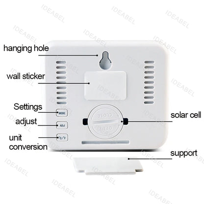 Multifunction Thermometer Hygrometer Automatic Electronic Temperature Humidity Monitor Clock 3.2inch Large LCD Screen