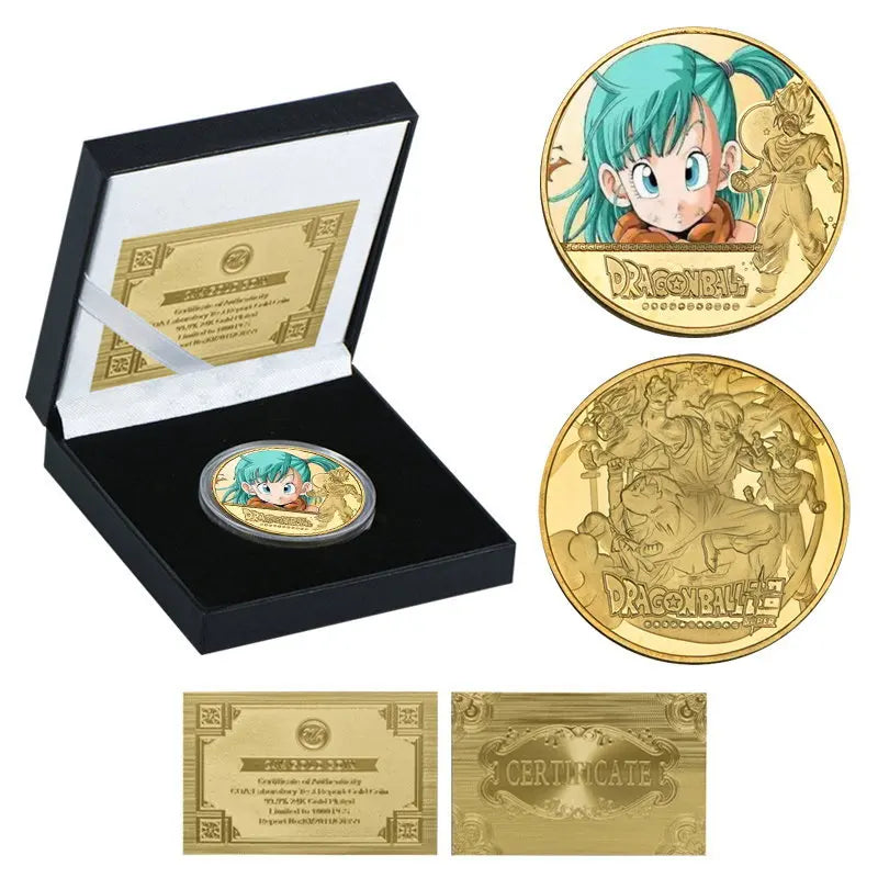 Dragon Ball Gold Plated Gold Coin Son Goku Vegeta Commemorative Coins Children Classic Anime Peripherals Collection Toy Souvenir
