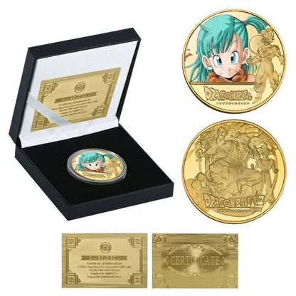 Dragon Ball Gold Plated Gold Coin Son Goku Vegeta Commemorative Coins Children Classic Anime Peripherals Collection Toy Souvenir