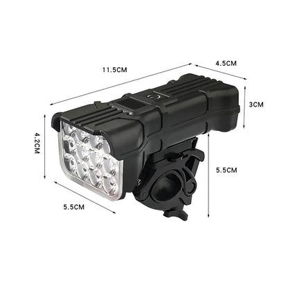 12 LED Bicycle Front Light Rechargeable Bike Light with Horn MTB Bicycle Head Lights Cycling Bike Safety Lamp for Night Riding