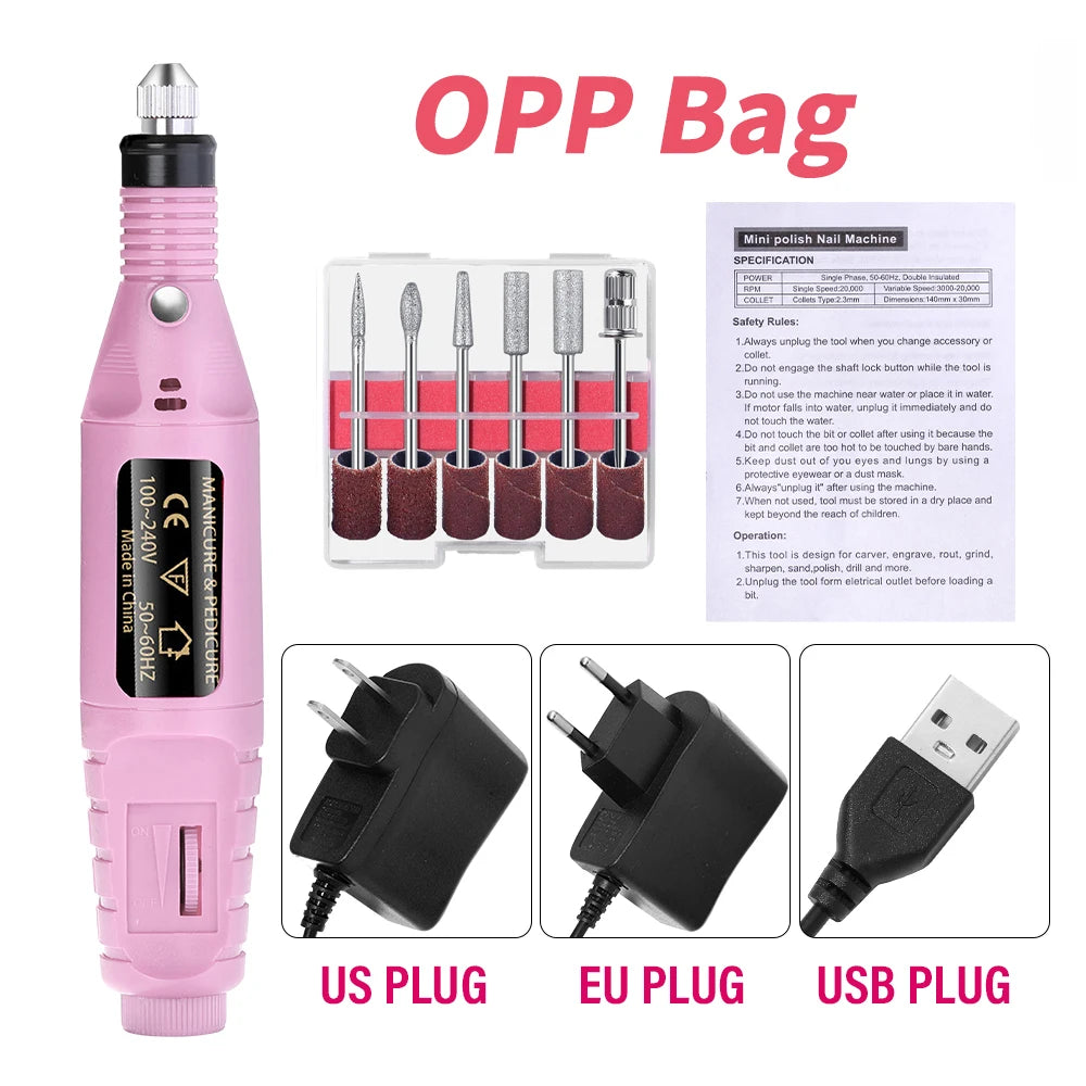 LULAA Portable Professional Electric Nail Drill Machine Manicure Tools Pedicure Drill Set Family Nail File Nail Drill Equipment