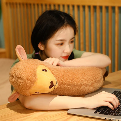 Furry Plush Llama Alpaca Plush Toy Stuffed Soft Long Plush Lifelike Alpaca Sheep Hug Throw Pillow Animals Nap Sleeping Pillow