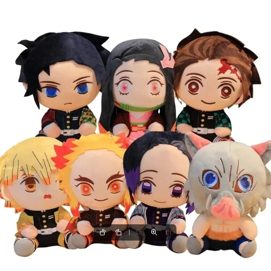 20cm Hot Japan Demon Slayer Plush Dolls Lovely Anime Kimetsu No Yaiba Kamado Tanjirou Nezuko Zenitsu Kyoujurou Toys Kids Gifts