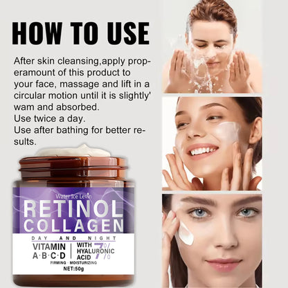 50g Collagen Retinol Niacinamide Day and Night Moisturizing Cream, Moisturizing and Firming, with a Silky Texture Suitable for All Skin Types