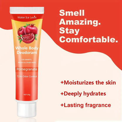 Pomegranate Full Body Deodorant Cream, 72-Hour Odor Control, Aluminum-Free, Gentle and Soothing, Fresh Scent - Suitable for Sensitive Skin, Perfume Deodorant, All-Day Freshness