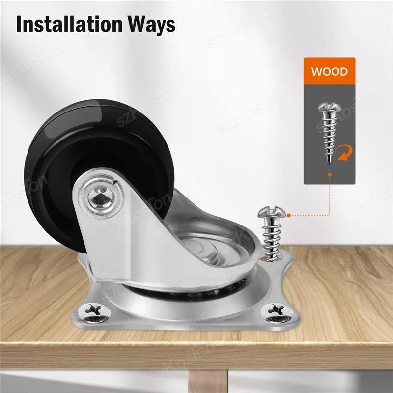 8/4/2Pcs 1/1.25/1.5/2inch PVC Furniture Caster Wear Resistant Mute Universal Heavy Trolley Wheels 360 Degrees Swivel Castor