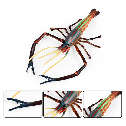Oenux Ocean Animals Simulation Tiger Prawn Crayfish Shrimp Sea Life Model Figurines Action Figures Collection Toys For Kids Gift
