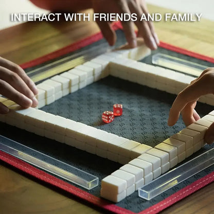 Chinese Mahjong Game Set 144 White Engraved Mini Tiles For Family Gathering For Chinese Style Game Play Family Leisure Time