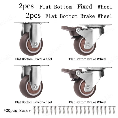 4pcs 1 1.25 1.5 2 Inch Furniture Caster Soft Rubber Universal Wheel Swivel Caster Roller Wheel For Platform Trolley Accessories
