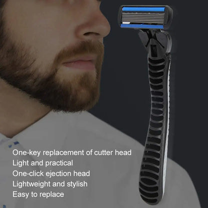 1pcs Safety Blade Razor, 6-Layers Manual Safety Razor, Washable Stainless Steel Streamline Blade For Travel Home Use