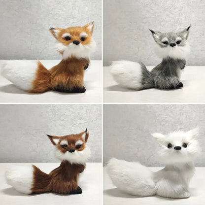 Mini Cat Rabbit Fox Owl Simulation Fur Model Plush Cats Action Figures Decor Gifts Imitation Animal Doll Home Decor Ornaments