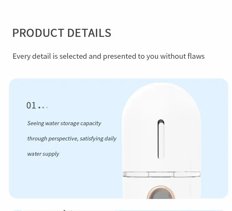 Mini Portable Humidifier Nano Mister Facial Steamer Device Beauty Spray Hydrating Apparatus Cold Spray Apparatus Rechargeable