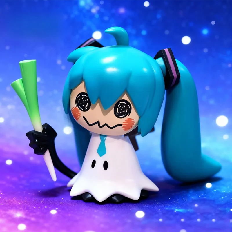 In Stock Anime Hatsune Miku Q Pikachu Model Figure Green Onion Pvc Action Figures Collection Model Classic Toys Kids