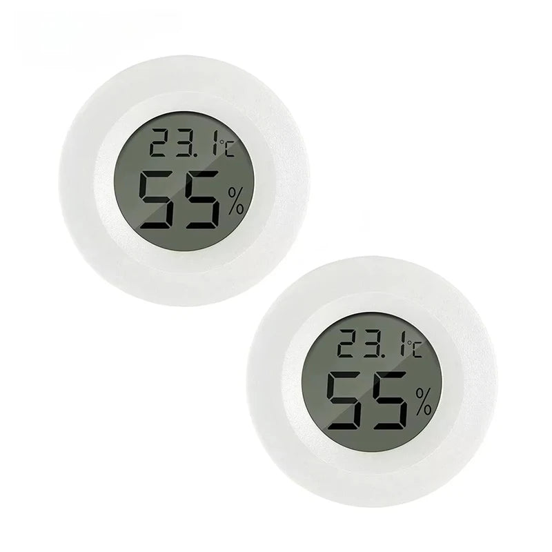 2/4 Pcs Mini Hygrometer Thermometer Fahrenheit or Celsius Meter Digital LCD Monitor Indoor Room Round Humidity Temperature Gauge