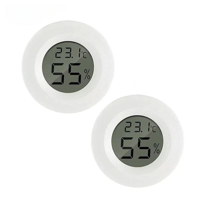 2/4 Pcs Mini Hygrometer Thermometer Fahrenheit or Celsius Meter Digital LCD Monitor Indoor Room Round Humidity Temperature Gauge