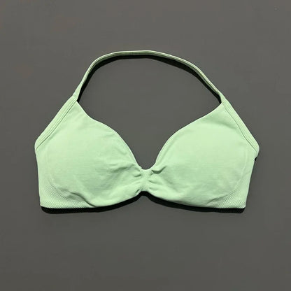 HISTELLO Strappy Bra Women Seamless Gym Underwear High Support Halter Sexy Sports Pilates Clothing Push-up Yoga Workout Tank Top
