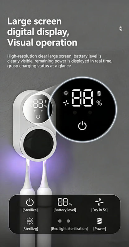 Mini Portable Rechargeable Travel Toothbrush Sterilizer Induction Switch with Charge Display UV Toothbrush Sterilizer Case
