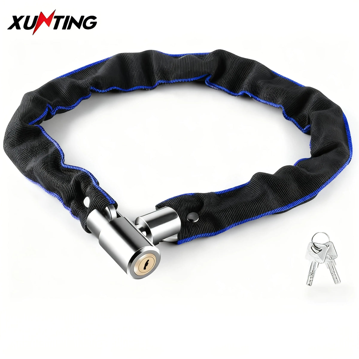 XUNTING Heavy Duty Bike Chain Lock Anti-Theft Steel Chain with Nylon Sleeve 360° Rotating Lock for Bicycle E-Bike Motorcycle