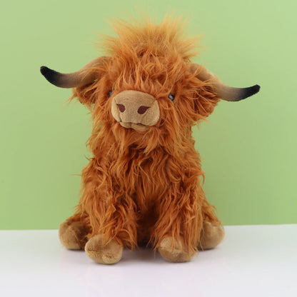 Simulation Highland Cow Animal Plush Doll Soft Stuffed Highland Cow Cattlle Plush Toy Plushie Gift for Kids Boys Girls