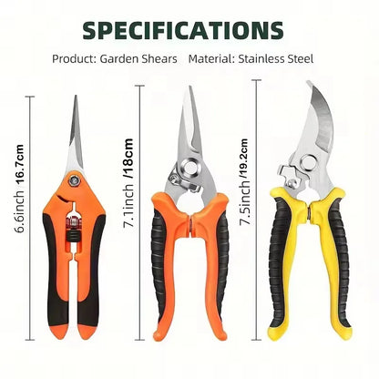 3PCS Gardening Scissors Set Ergonomic non-slip handles Safety lock pruning shears Beginner gardening set Can cut roses and more!