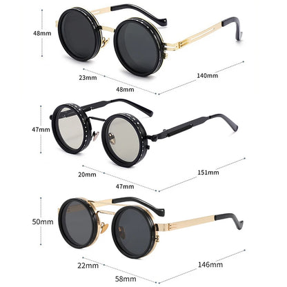 SHAUNA Retro Metal Round Punk ND9-level Adjustable Dimming Sunglasses Women Polarized UV400 Fashion Men Outdoor Sun Glasses