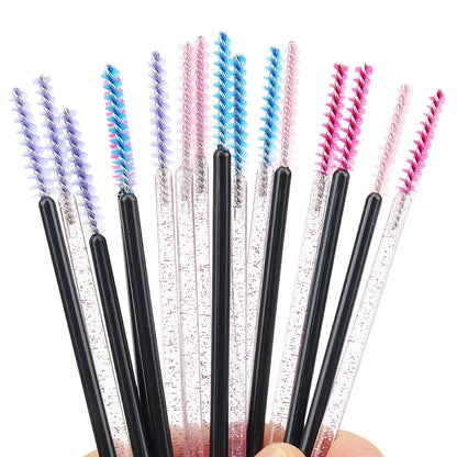 50 Pcs Eyelash Brushes Disposable Crystal Eyebrow Brush Mascara Wand Eye Lash Cosmetic  Lashes Extension Makeup Tools