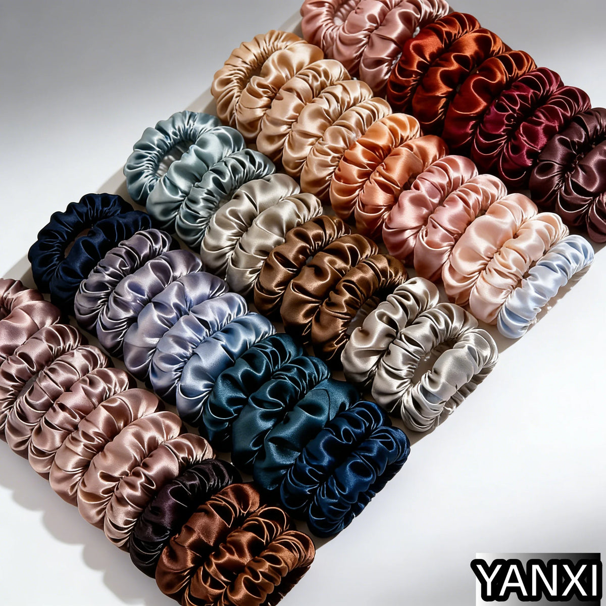 1/30/60/100pcs bulk satin scrunchies 100colors  women small 6.5cm headwear hair ties accessories casual cute black coffee