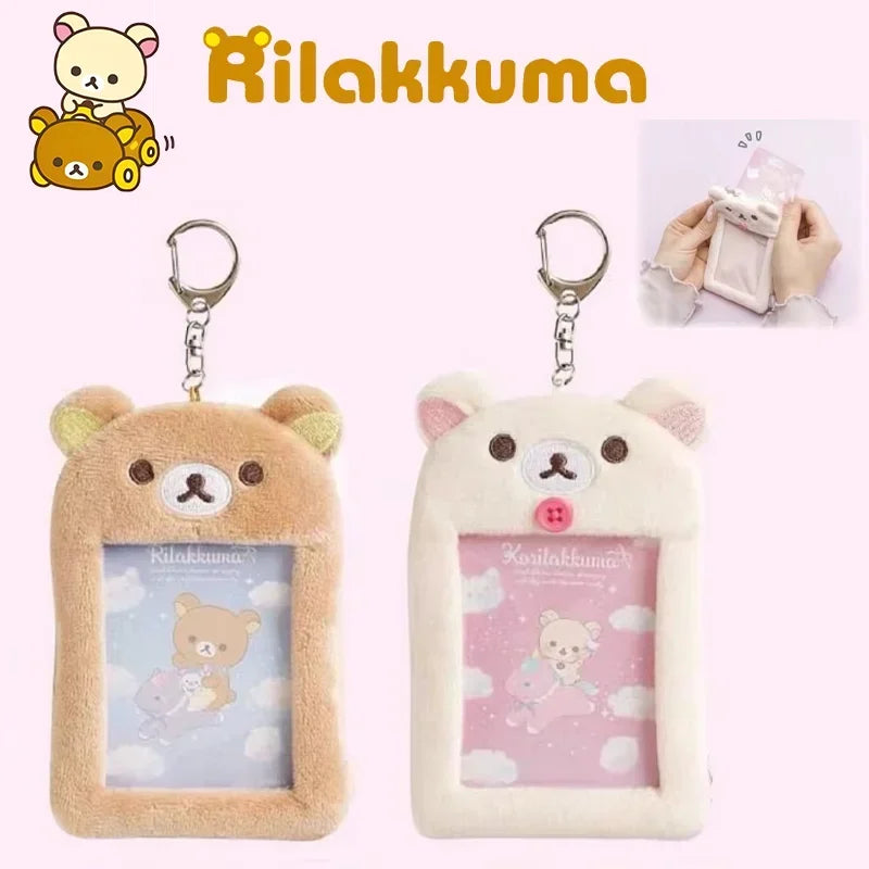 Rilakkuma Plush Keychain Card Holder Photo Protective Case Cartoon Anime Derivative Peripherals Bags Pendant Accessories Gifts
