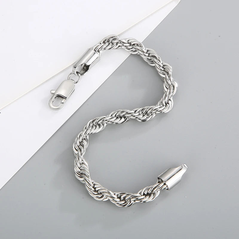 4/6/8mm Stainless Steel Bracelets For Men Women Gold Color Twisted Rope Link Chain Bracelets On the Hand Jewelry Gifts