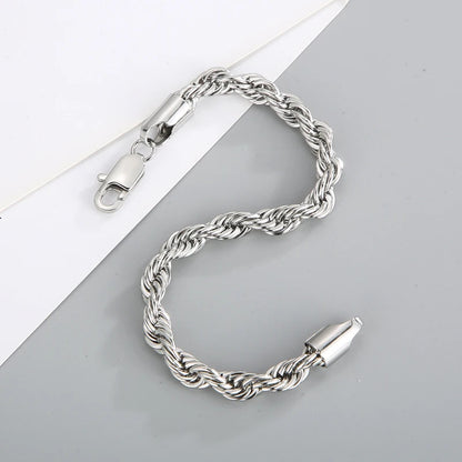 4/6/8mm Stainless Steel Bracelets For Men Women Gold Color Twisted Rope Link Chain Bracelets On the Hand Jewelry Gifts