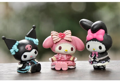 5Pcs-Set Sanrio Cinnamoroll Anime Figure Pochacco Kuromi Pom Pom Purin Hello Kitty Action Figure Toys Model Doll My Melody Gifts