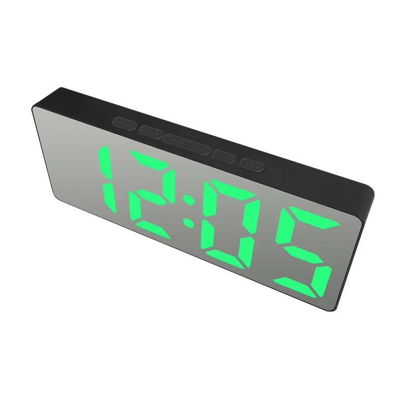 Electronic Alarm Clock Noiseless Design Digital LED Large Display Mirror Electronic Clock Digital Alarm Clock LED Mirror Clocks