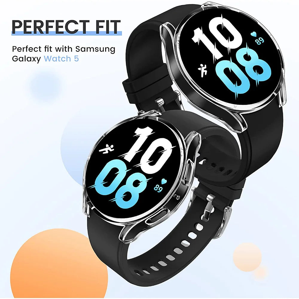 Watch Case for Samsung Galaxy Watch 4/5/6/7 40mm 44mm Screen Protector TPU All-Around Bumper Protective Cover ，Easy to install