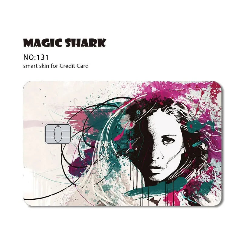 Magic Shark Flower Butterfly Bear Wing No Fade PVC Film Skin Cover Sticker for Bank Debit Credit Card