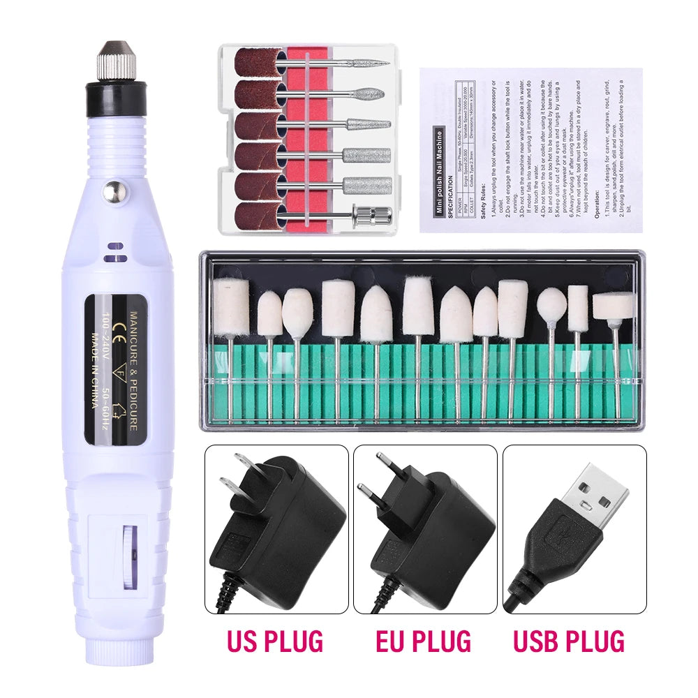 LULAA Portable Professional Electric Nail Drill Machine Manicure Tools Pedicure Drill Set Family Nail File Nail Drill Equipment