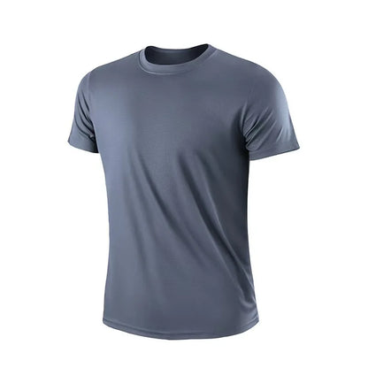 Quick-drying Men Running Shirts Fitness Compression Gym Polyester Sports T-shirt Black 2023 Workout Training Muscle Fit Clothing