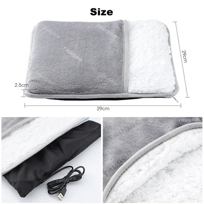 Foot Warmer USB Foot Heater Thermal Foot Heating Pad Soft Plush Warm Foot Cover Electric Heating Feet Warmer for Home Bedroom