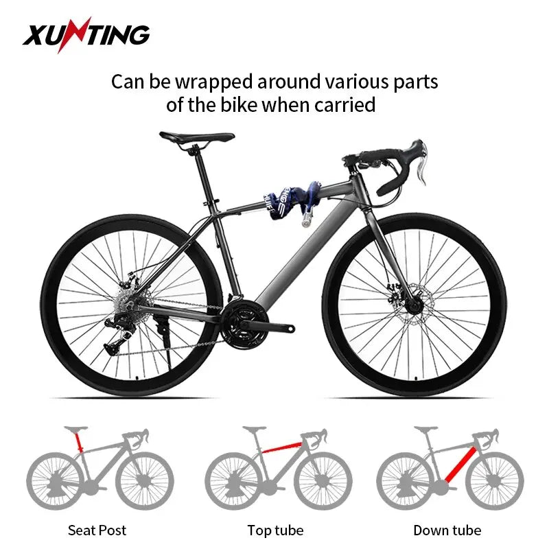XUNTING Heavy Duty Bike Chain Lock Anti-Theft Steel Chain with Nylon Sleeve 360° Rotating Lock for Bicycle E-Bike Motorcycle