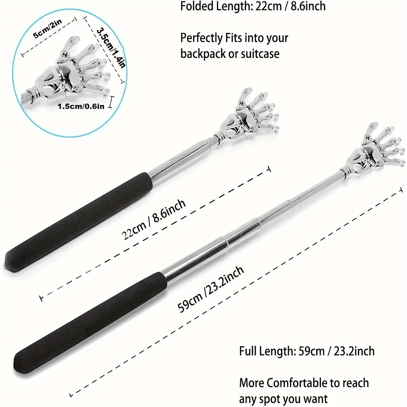 silvery Telescopic Back Scratcher,  Portable Extendable Stainless Steel  Scratchers for Men Women ，Mothers Gifts，Gifts For Men，G