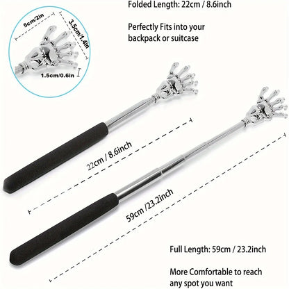 silvery Telescopic Back Scratcher,  Portable Extendable Stainless Steel  Scratchers for Men Women ，Mothers Gifts，Gifts For Men，G