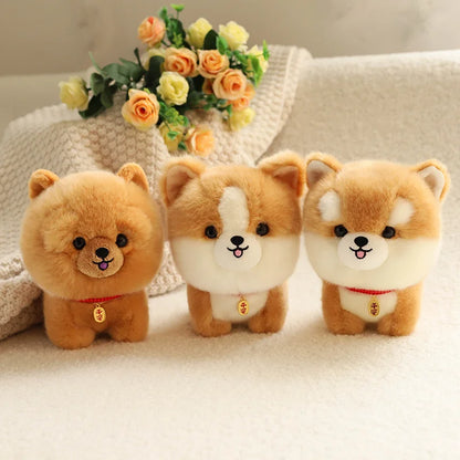 Lifelike Fluffy Dog Stuffed Toy Simulation Puppy Model Shiba Inu Corgi Husky Yorkshire Bichon frise Chow Chow Plush Doll Gifts