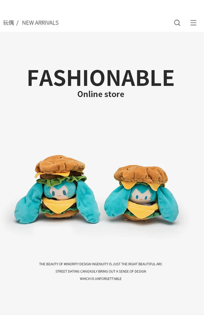 Hatsune Miku Kawaii Q Version Figure Doll Cute Hamburg Doll Clothes Anime Peripheral Bag Pendant Toy Soft Ornament Toys Gifts