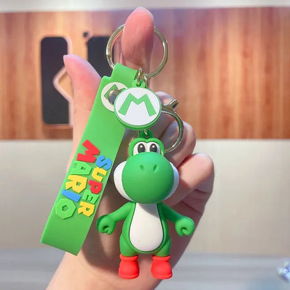 Super Mario Bros Keychain Anime Figure Toad Yoshi Car Decoration Backpack Pendant Accessories Kids