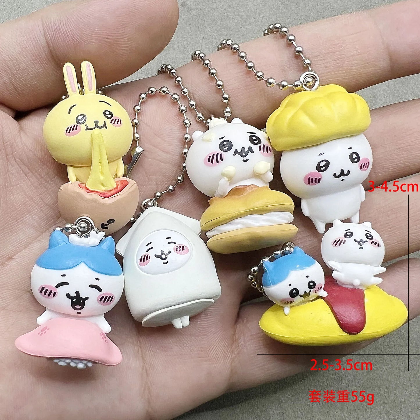 Chikawas Six Cute Pvc Dolls Keychain Bag Zipper Decorative Pendant Figure Cartoon Usagi うさぎ Hachiware ハチワレ ちいかわ Gift Collection