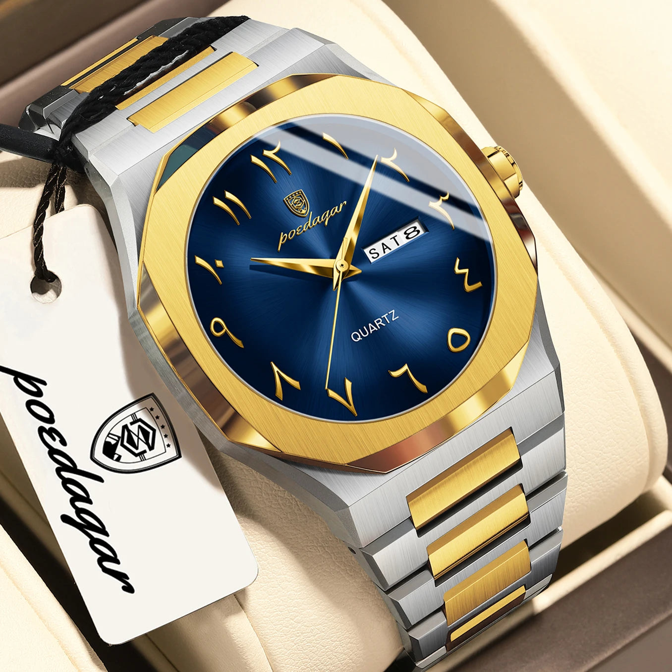 POEDAGAR Luxury Fashion Men's Clock Waterproof Week Date Male Watch Quartz Stainless Steel Business Watches For Man Reloj Hombre