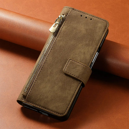 2 in 1 Magnetic Zipper Cards Solt Wallet Leather Case For Samsung Galaxy Z Fold 8 ultra 7 6 5  Wireless Charging Bag Purse Cover